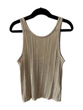 ba&sh Metallic Ribbed Knit Tank Antique Gold S